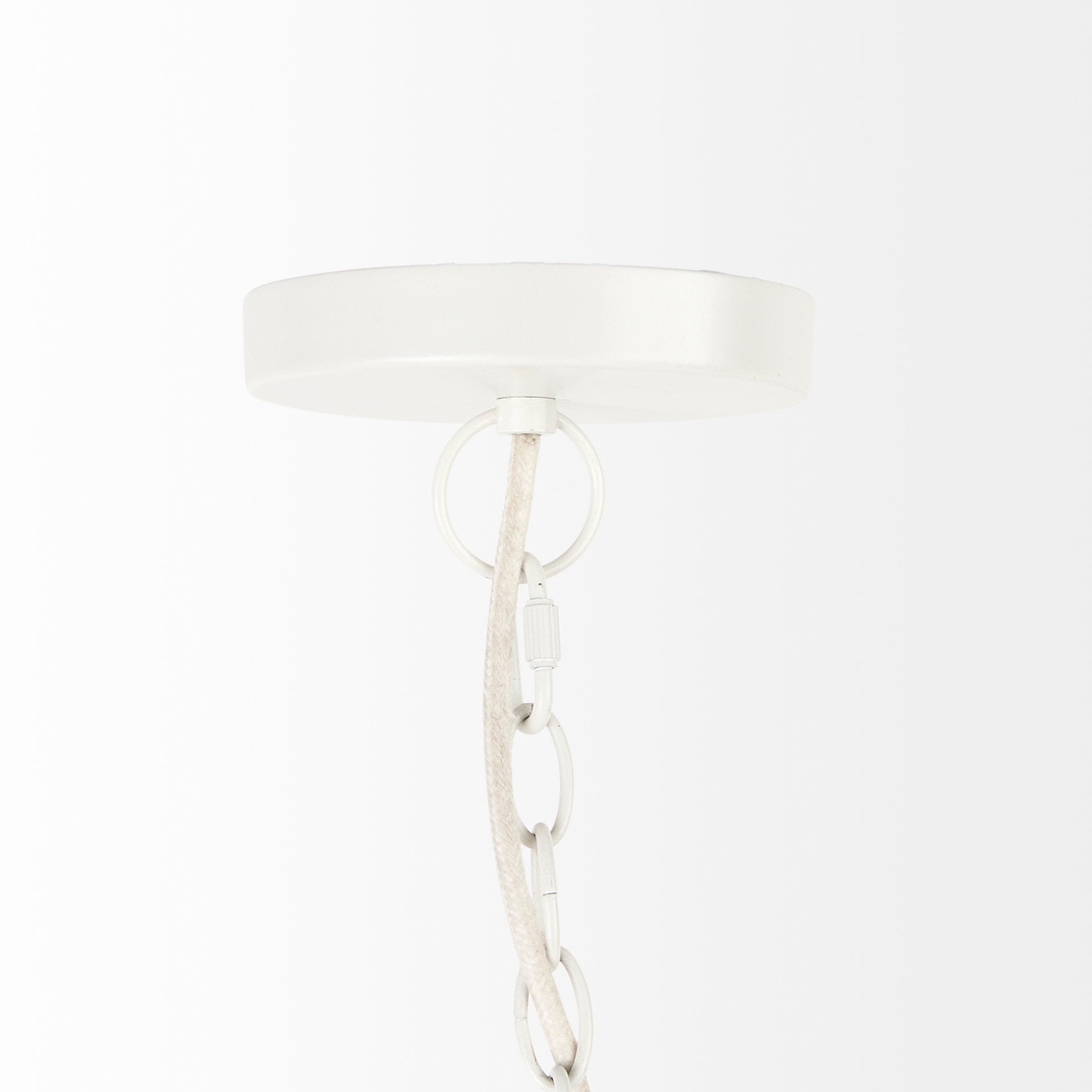 Theta White-Washed Beaded Chandelier shown from a different angle to reveal its silhouette.
