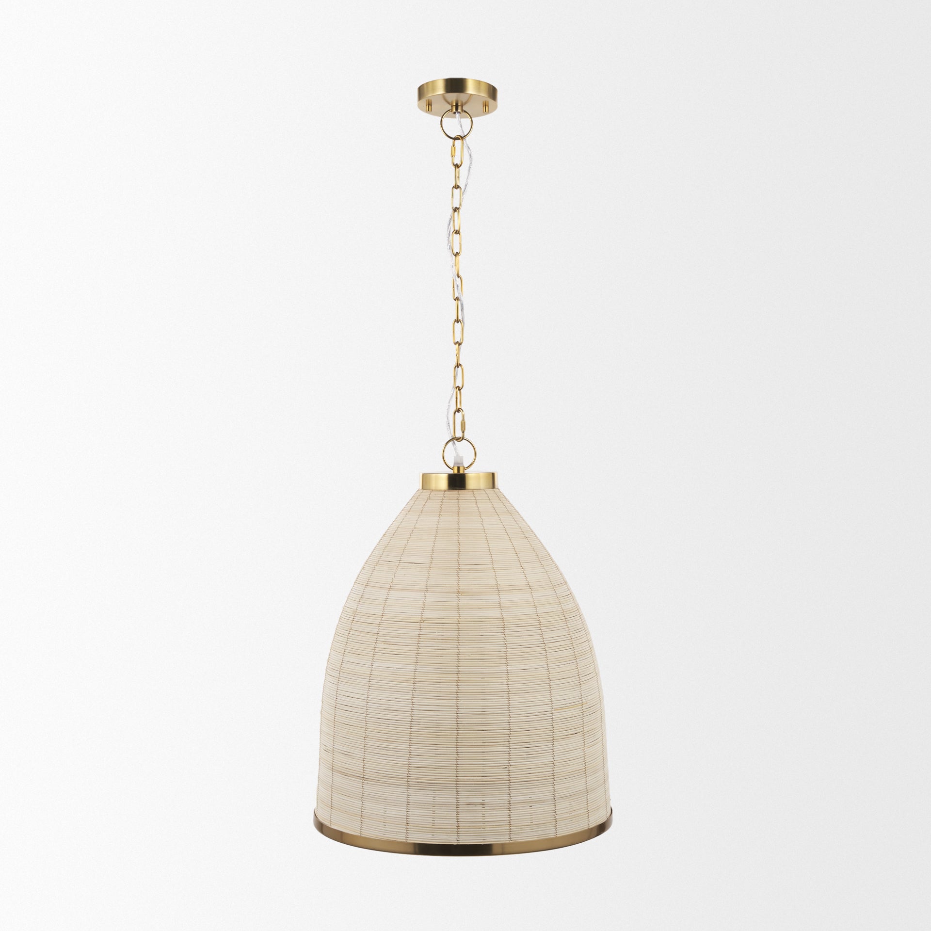 Saliha Cane w/ Brass Metal Pendant Light shown from another angle.