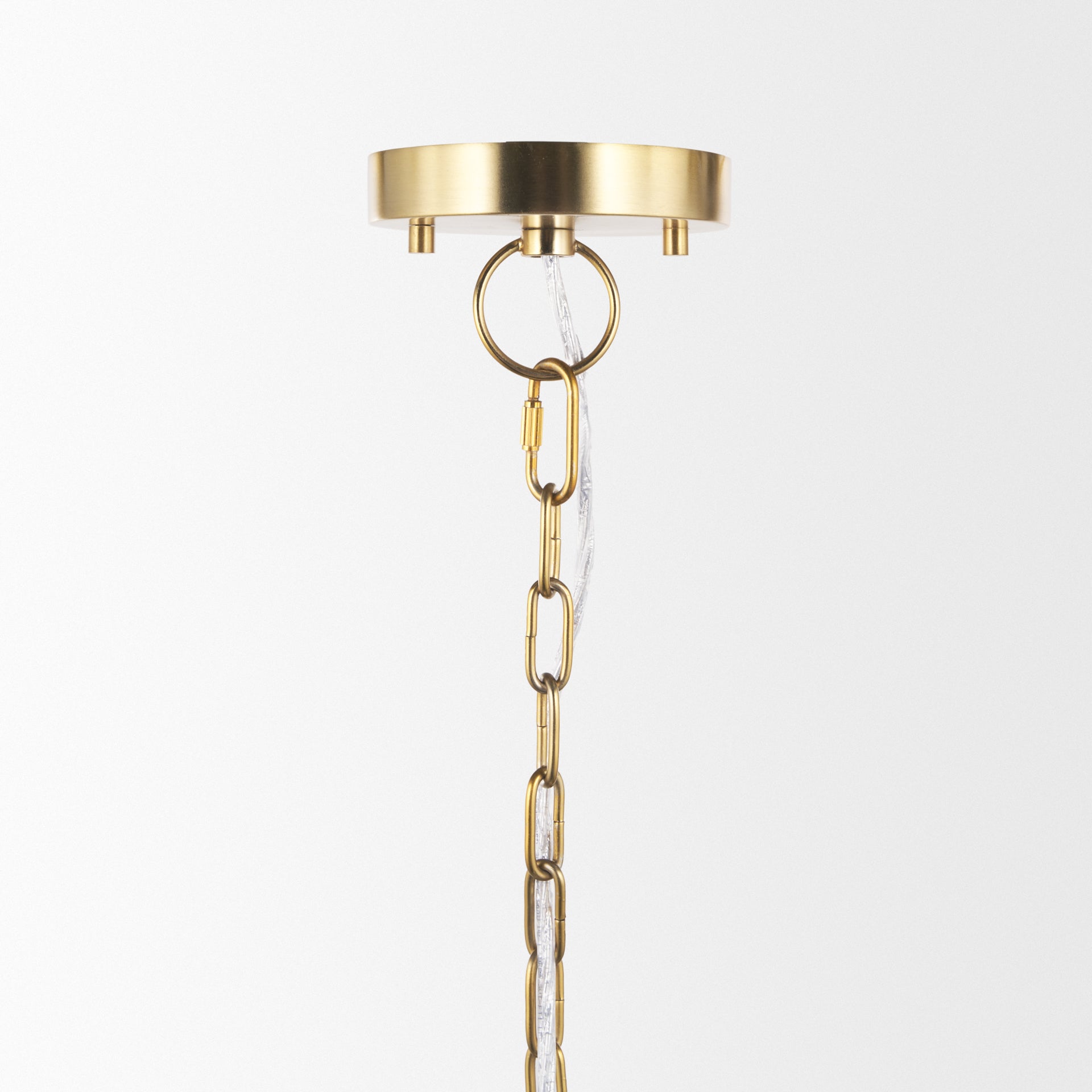 Saliha Cane w/ Brass Metal Pendant Light shown from a different angle to reveal its silhouette.