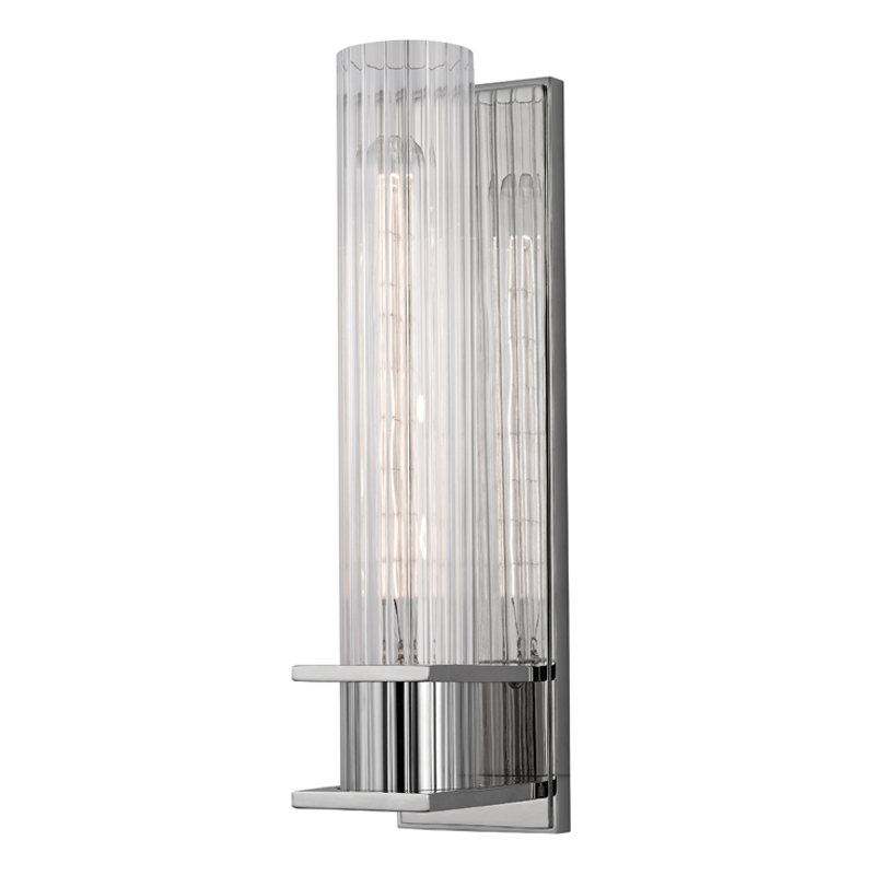 Sperry wall sconce styled in a warmly lit hallway for ambient wall lighting from Laurie Yapp Home.