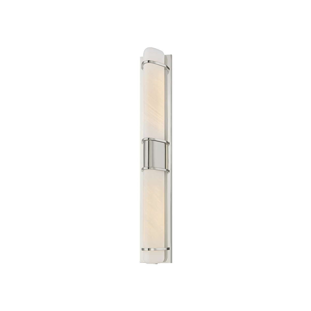 Tottenville Wall Sconce 4.25" x 27" in polished nickel shown from a second angle to highlight the arm curve and shade silhouette.