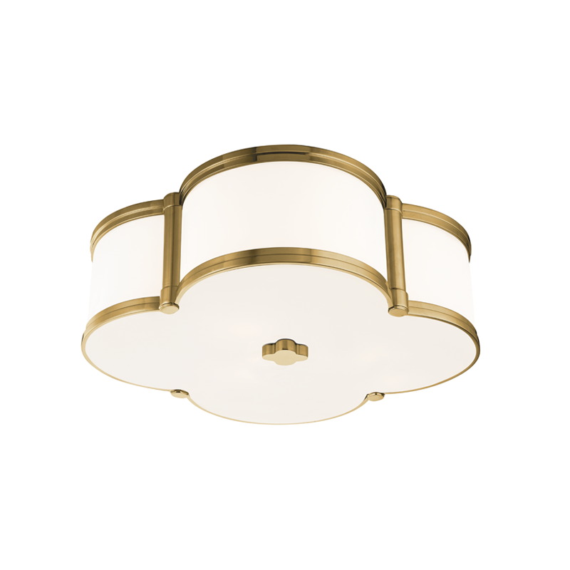 Chandler Flush Mount 16.75" in aged brass β a Hudson Valley flush mount for hallways, bedrooms, and entryways at Laurie Yapp Home.