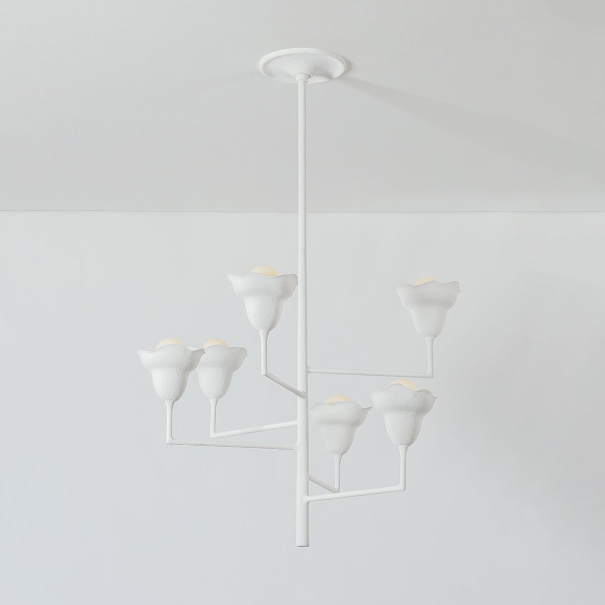 Close-up of the Alora Chandelier 32" showing the frame, arms, and shade detail.