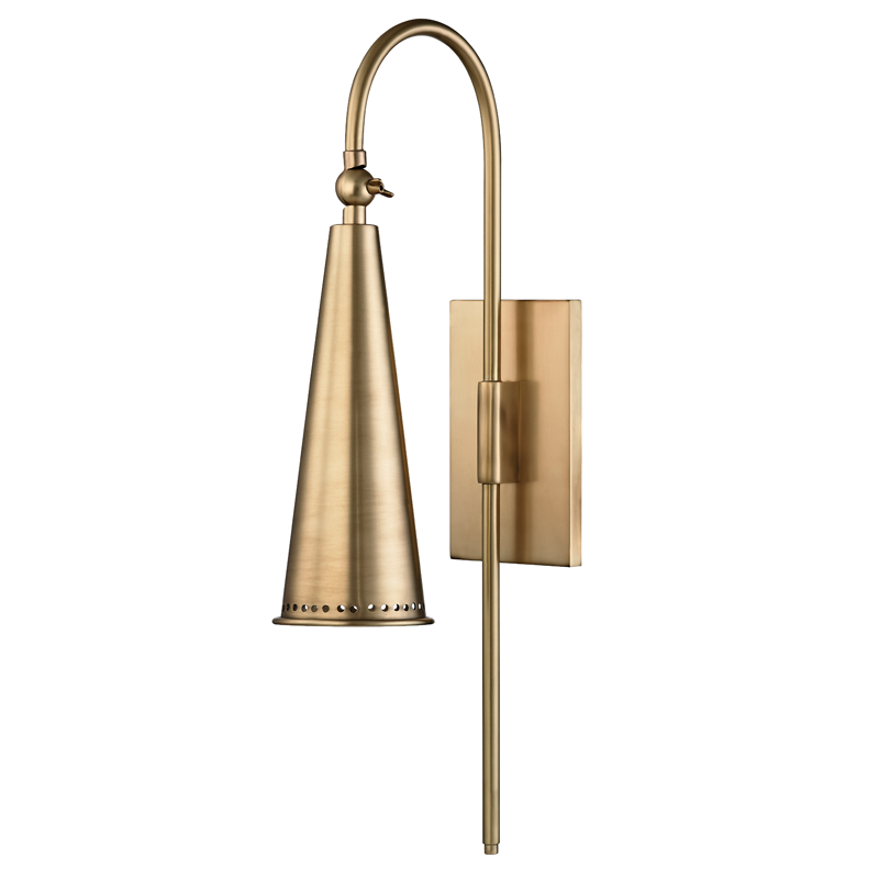 Alva Wall Sconce 4.25" in aged brass β a Hudson Valley wall sconce for bathrooms, hallways, and living rooms at Laurie Yapp Home.