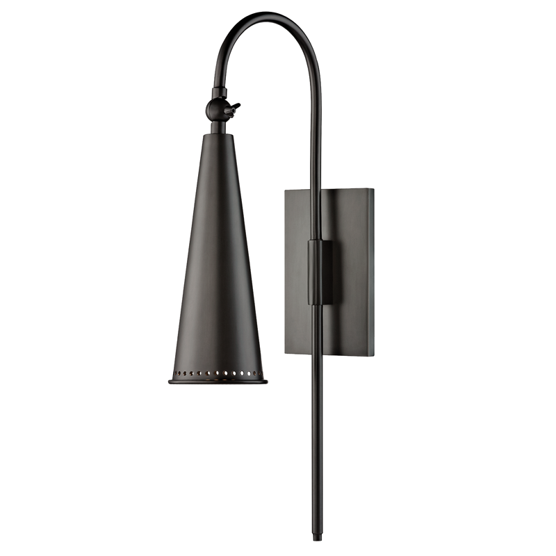 Alva Wall Sconce 4.25" in bronze shown from a second angle to highlight the arm curve and shade silhouette.