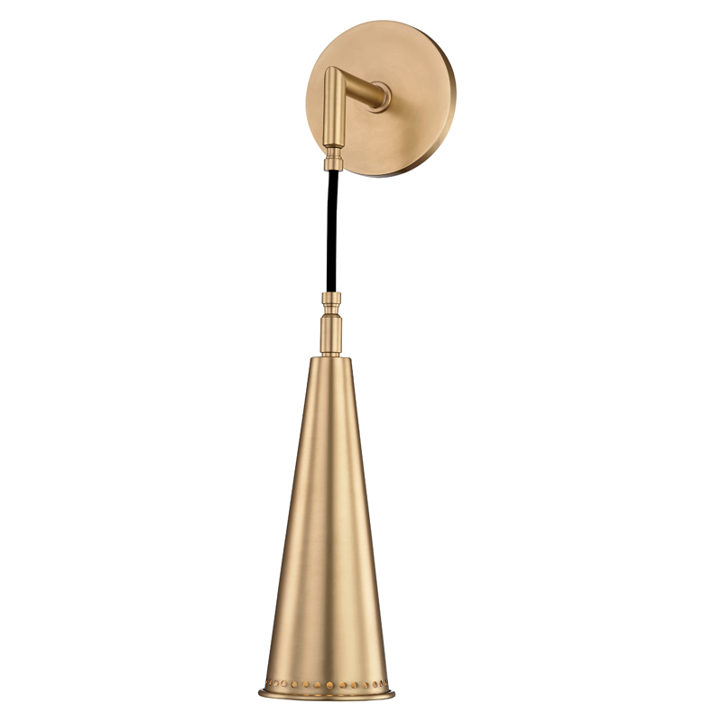 Alva Wall Sconce 4.75" in aged brass β a Hudson Valley wall sconce for bathrooms, hallways, and living rooms at Laurie Yapp Home.