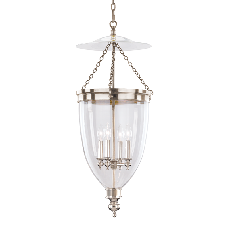Hanover Pendant 15.5" in polished nickel shown from a second angle to highlight the shade shape and metal detail.