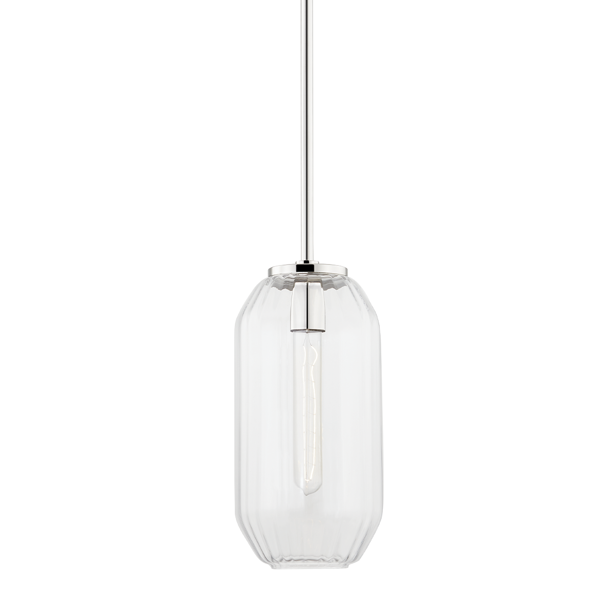 Bennett Pendant 7.5" in polished nickel shown from a second angle to highlight the shade shape and metal detail.