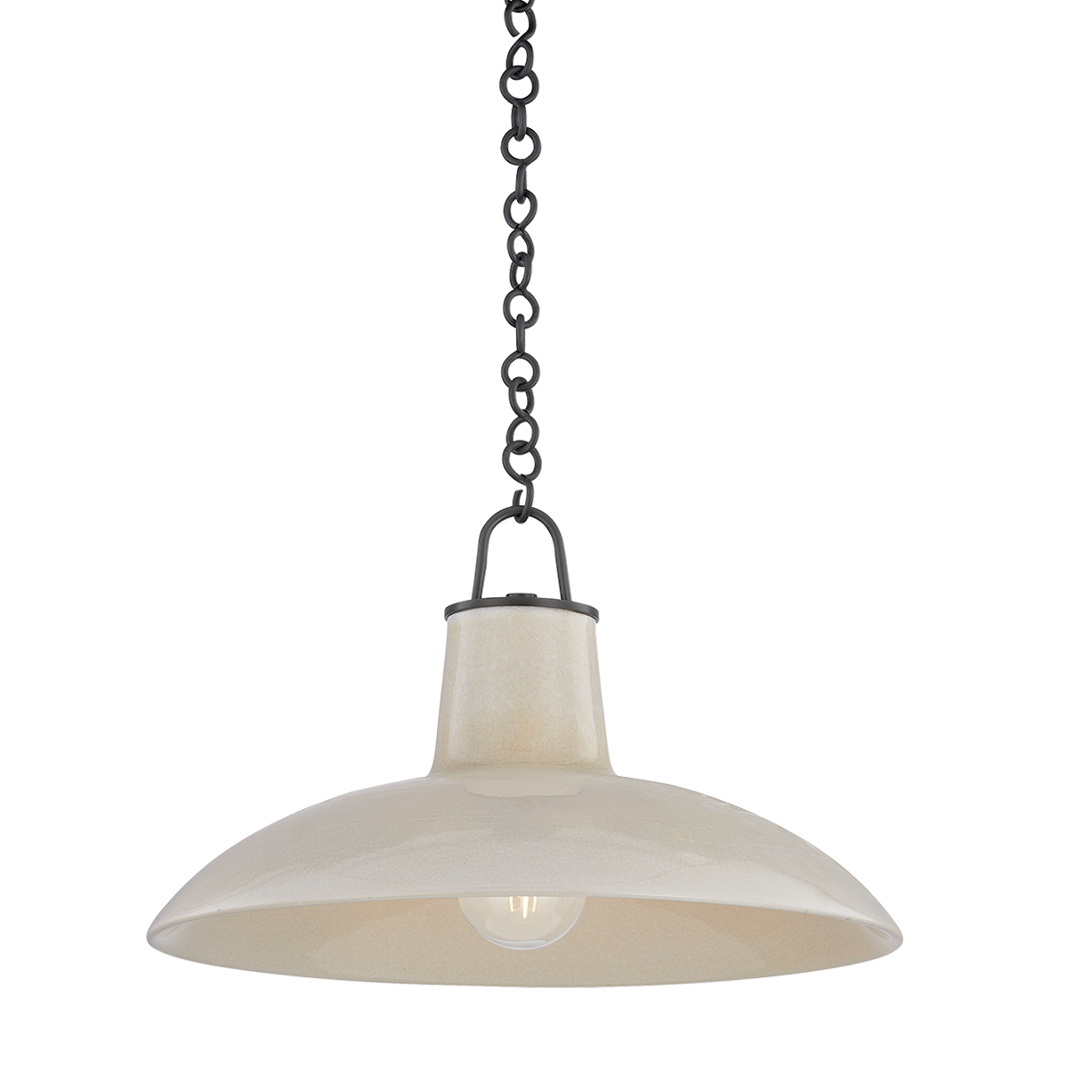 Pottersville Pendant 18" in dark bronze shown from a second angle to highlight the shade shape and metal detail.