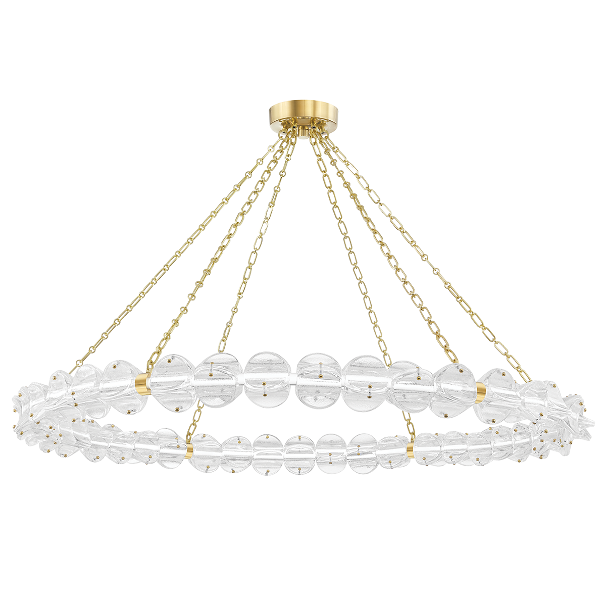 Lindley Chandelier 55" in aged brass — a Hudson Valley chandelier for dining rooms, entries, and living rooms at Laurie Yapp Home.