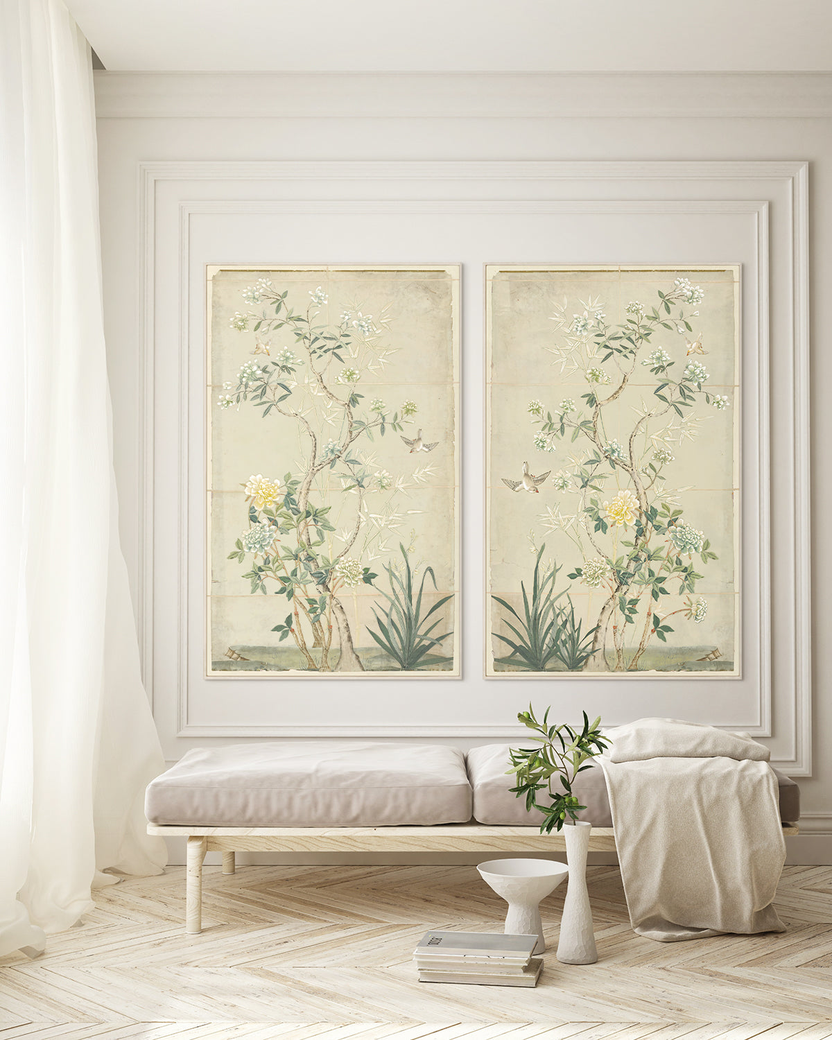 Chinoiserie Scenic II — nature and landscape fine art print in cool tones at Laurie Yapp Home