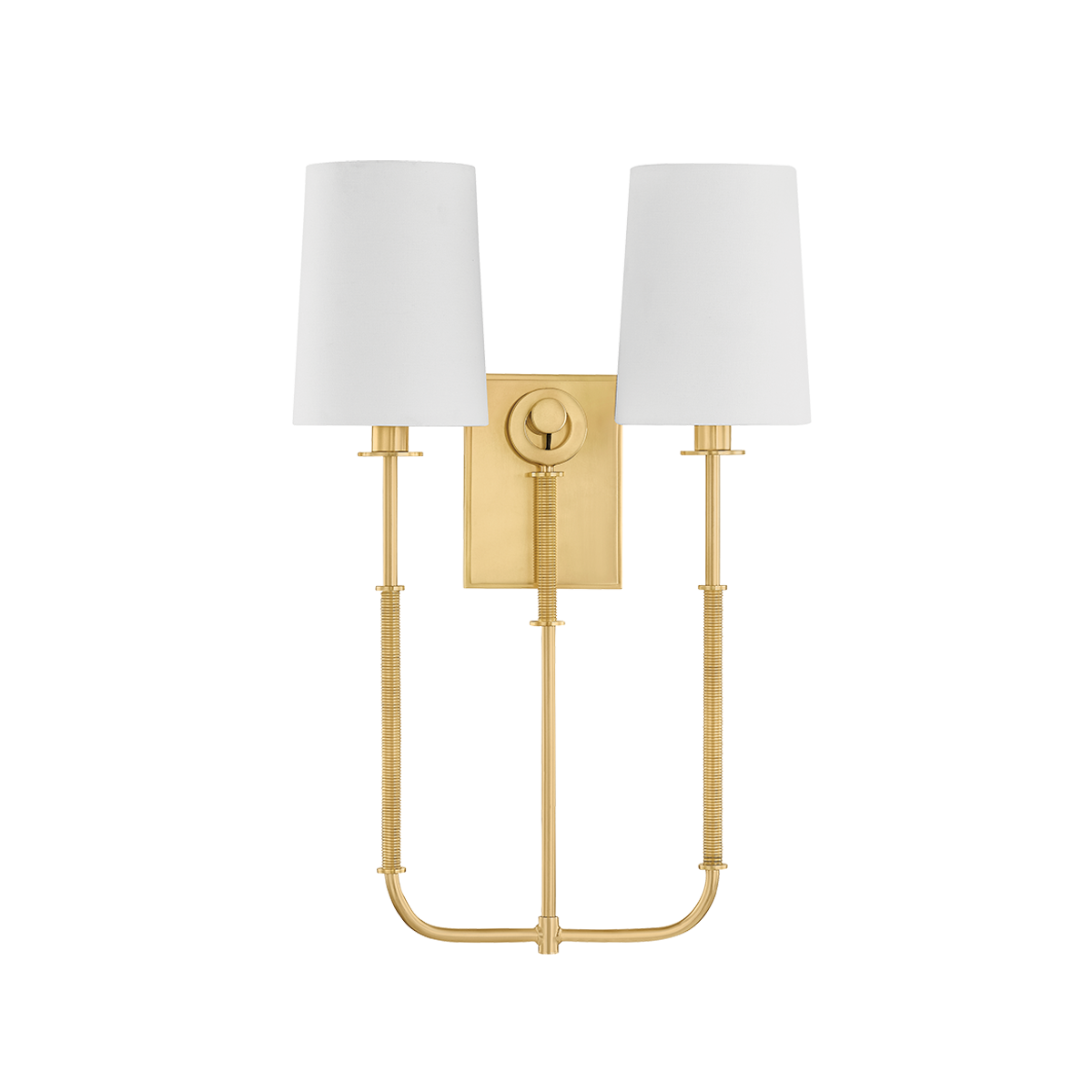Glenmont Wall Sconce 14" in aged brass — a Hudson Valley wall sconce for bathrooms, hallways, and living rooms at Laurie Yapp Home.