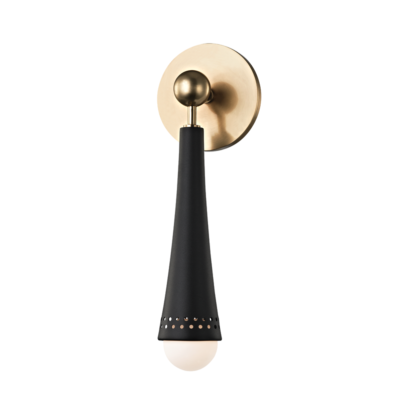 Tupelo Wall Sconce in aged brass β a Hudson Valley wall sconce for bathrooms, hallways, and living rooms at Laurie Yapp Home.