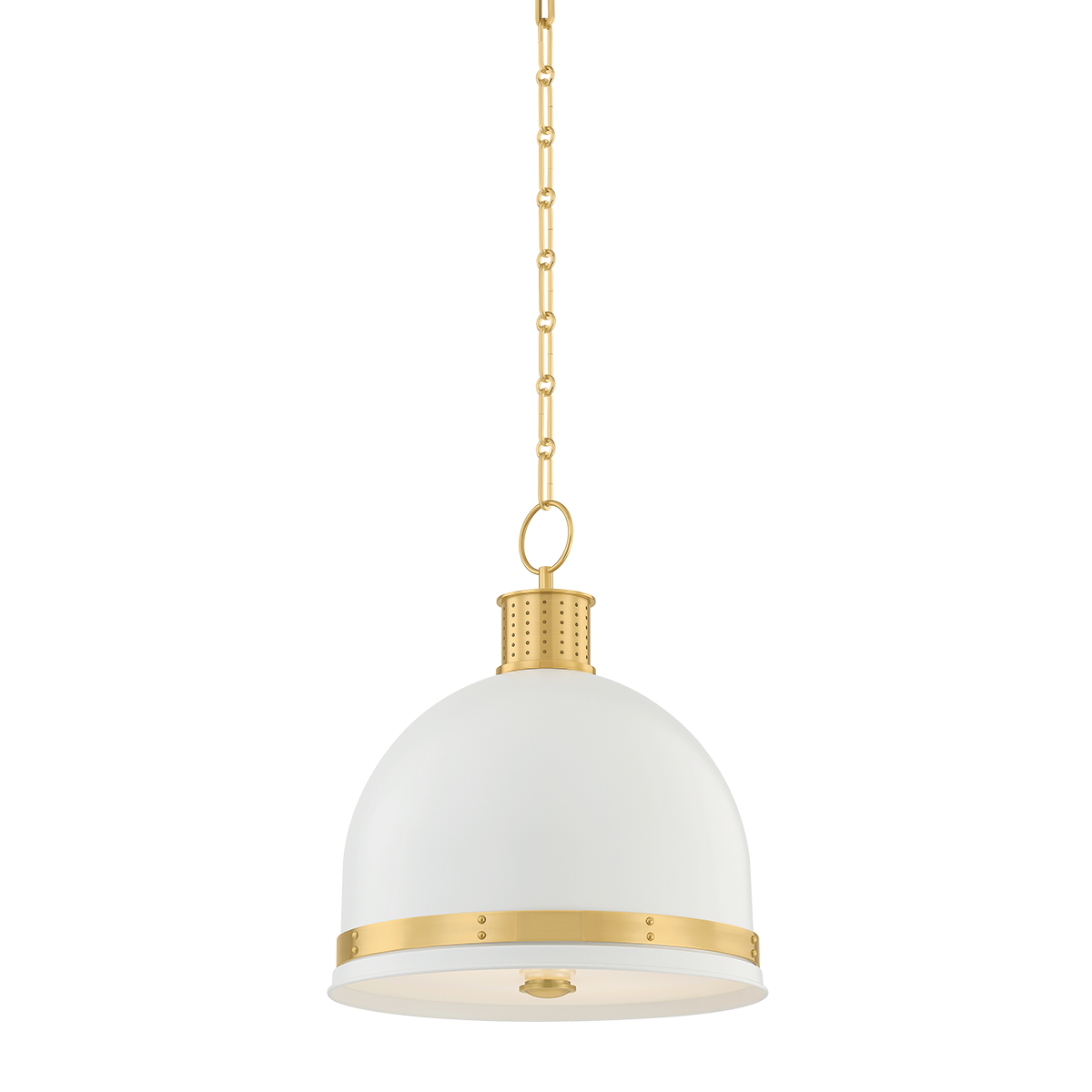 Briscoe Pendant 15" in aged brass — a Hudson Valley pendant for kitchens, entries, and dining rooms at Laurie Yapp Home.