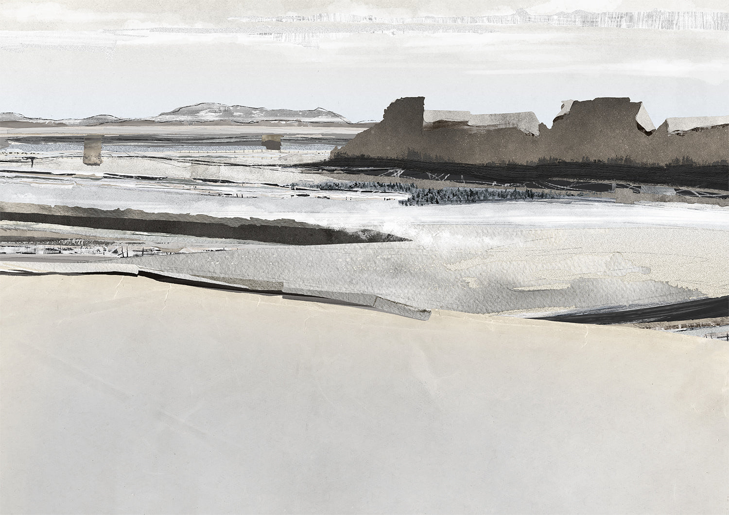 Decoupage Horizon I β nature and landscape fine art print in neutral tones at Laurie Yapp Home