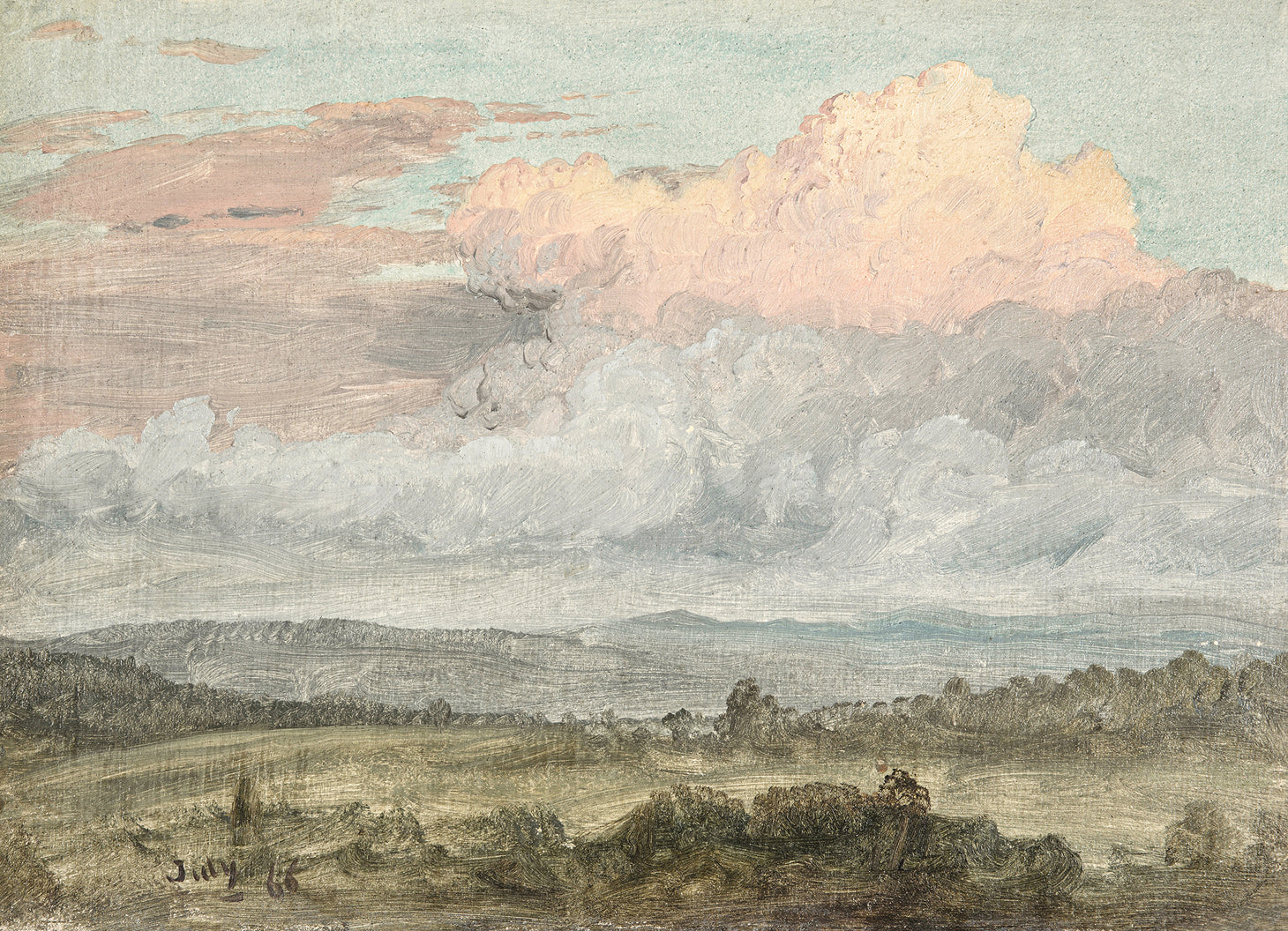 Hudson River School – Clouds, Hudson Valley C. 1870 — nature and landscape fine art print shown from another angle