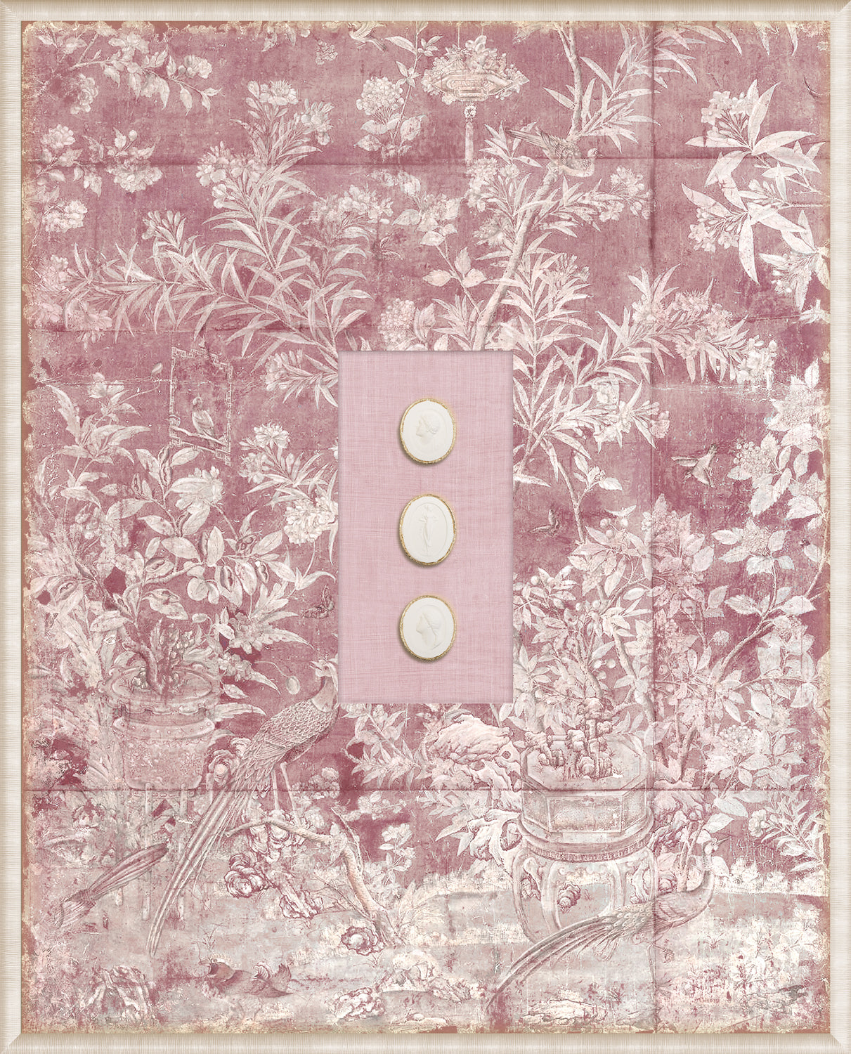 Grand Tour Intaglio – Blush Chinoiserie, Form VI framed art print