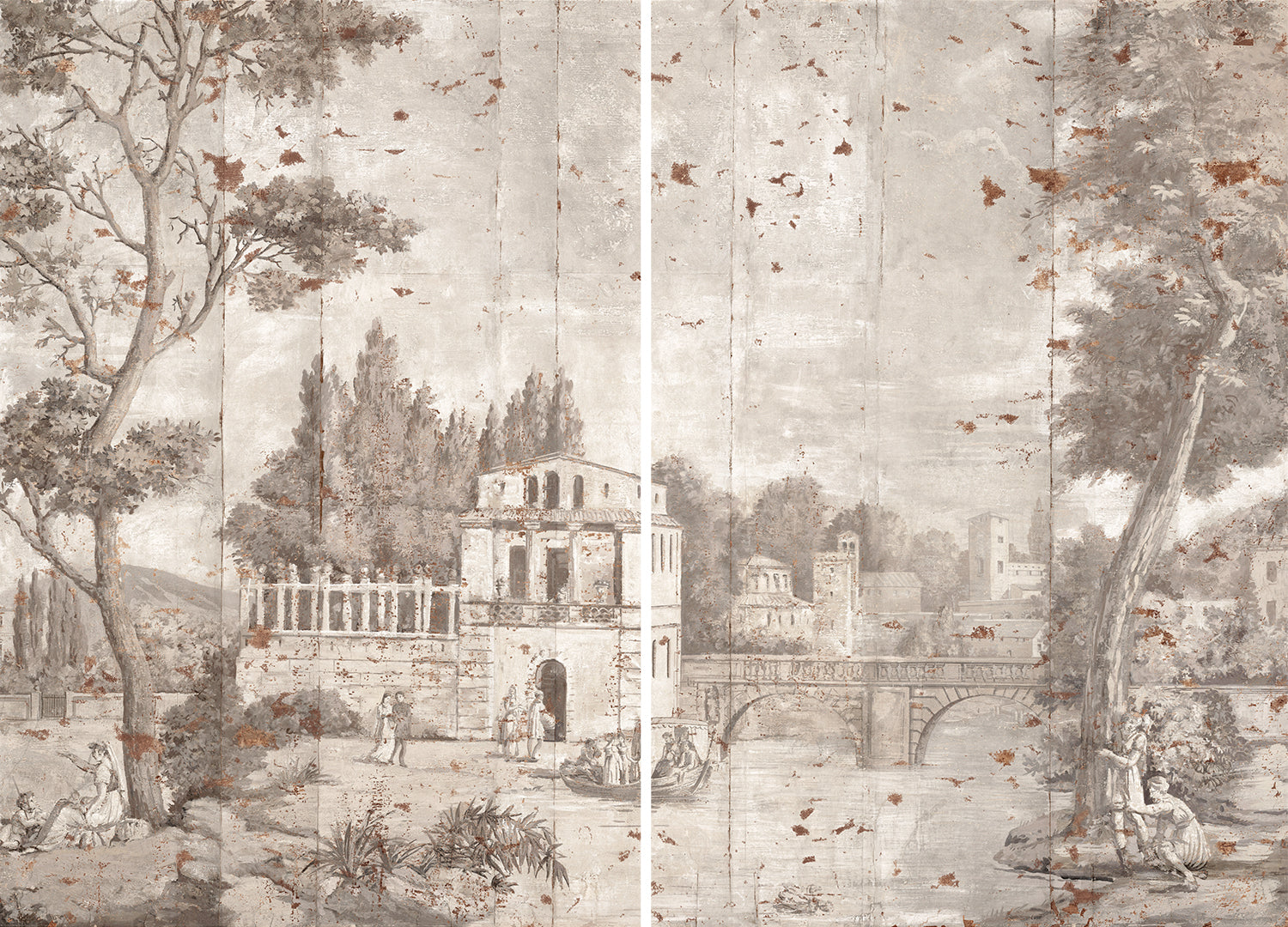 Italian Scenic C. 1852 – Diptych — architecture and travel fine art print shown from another angle