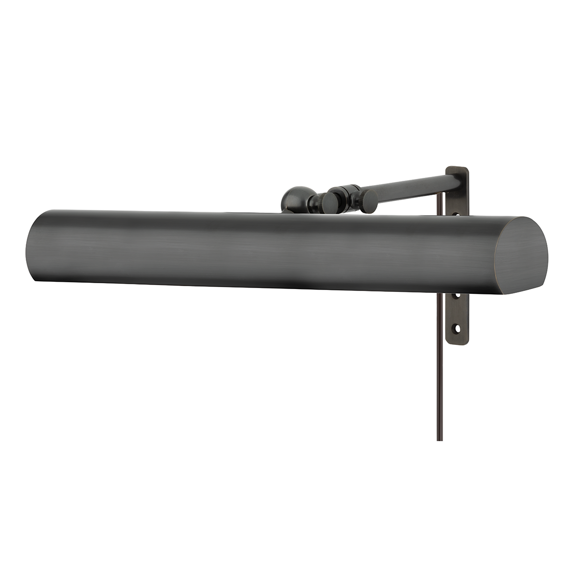 Vernon Picture Light 16" in dark bronze shown from a second angle to highlight the arm curve and shade proportion.