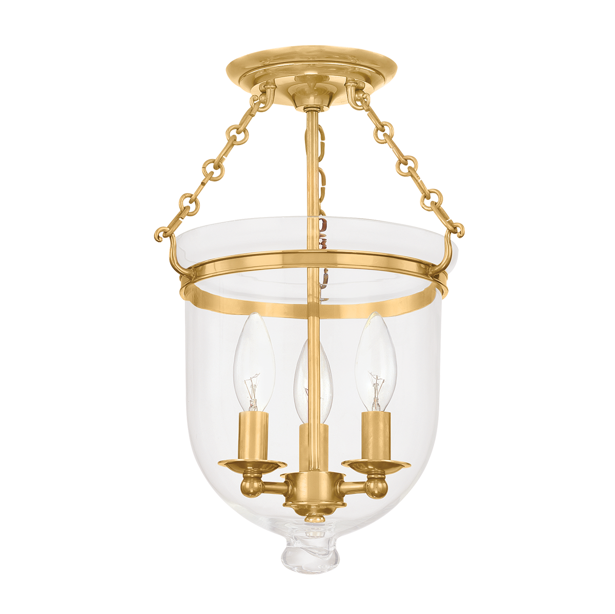 Hampton Semi Flush 10.25" x 15.5" in aged brass β a Hudson Valley semi flush for hallways, bedrooms, and entryways at Laurie Yapp Home.