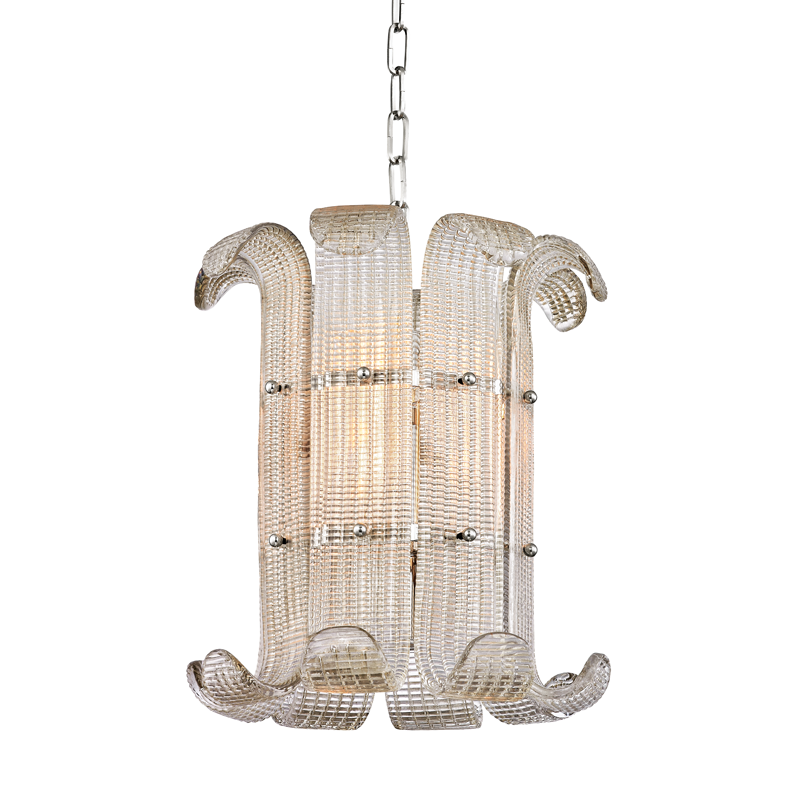 Brasher Pendant in polished nickel shown from a second angle to highlight the shade shape and metal detail.