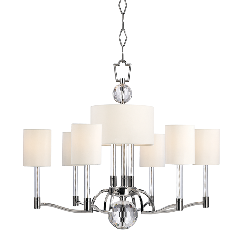 Waterloo Chandelier 31.25" in polished nickel — a Hudson Valley chandelier for dining rooms, entries, and living rooms at Laurie Yapp Home.
