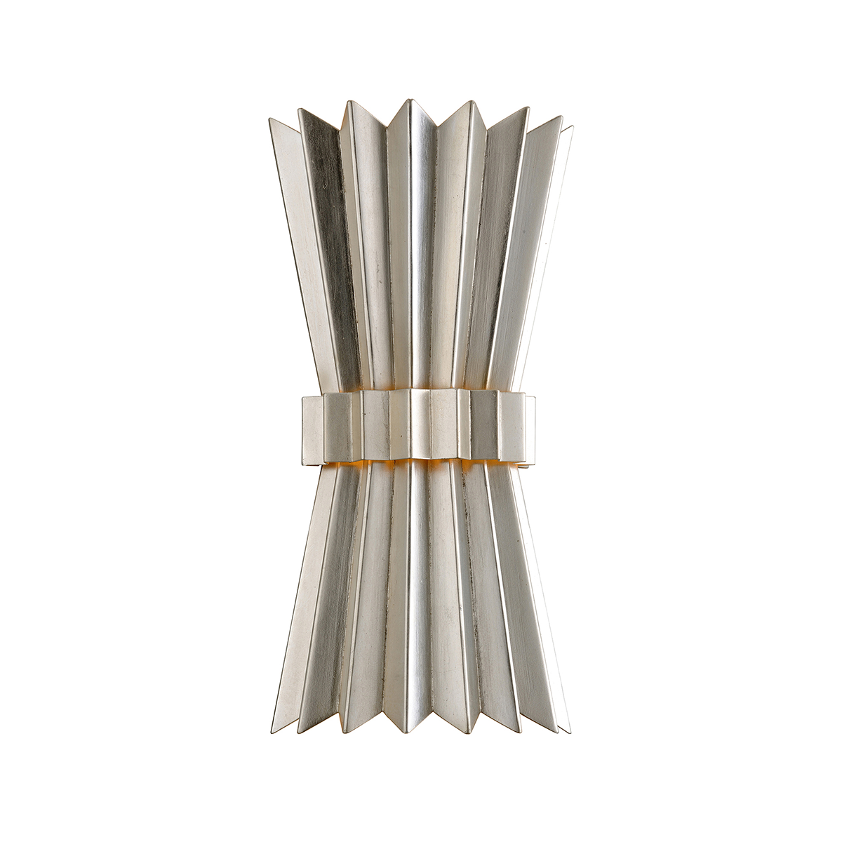 Moxy Wall Sconce 8" x 15.75" in Warm Silver Leaf β a Corbett wall sconce for bathrooms, hallways, and living rooms at Laurie Yapp Home.