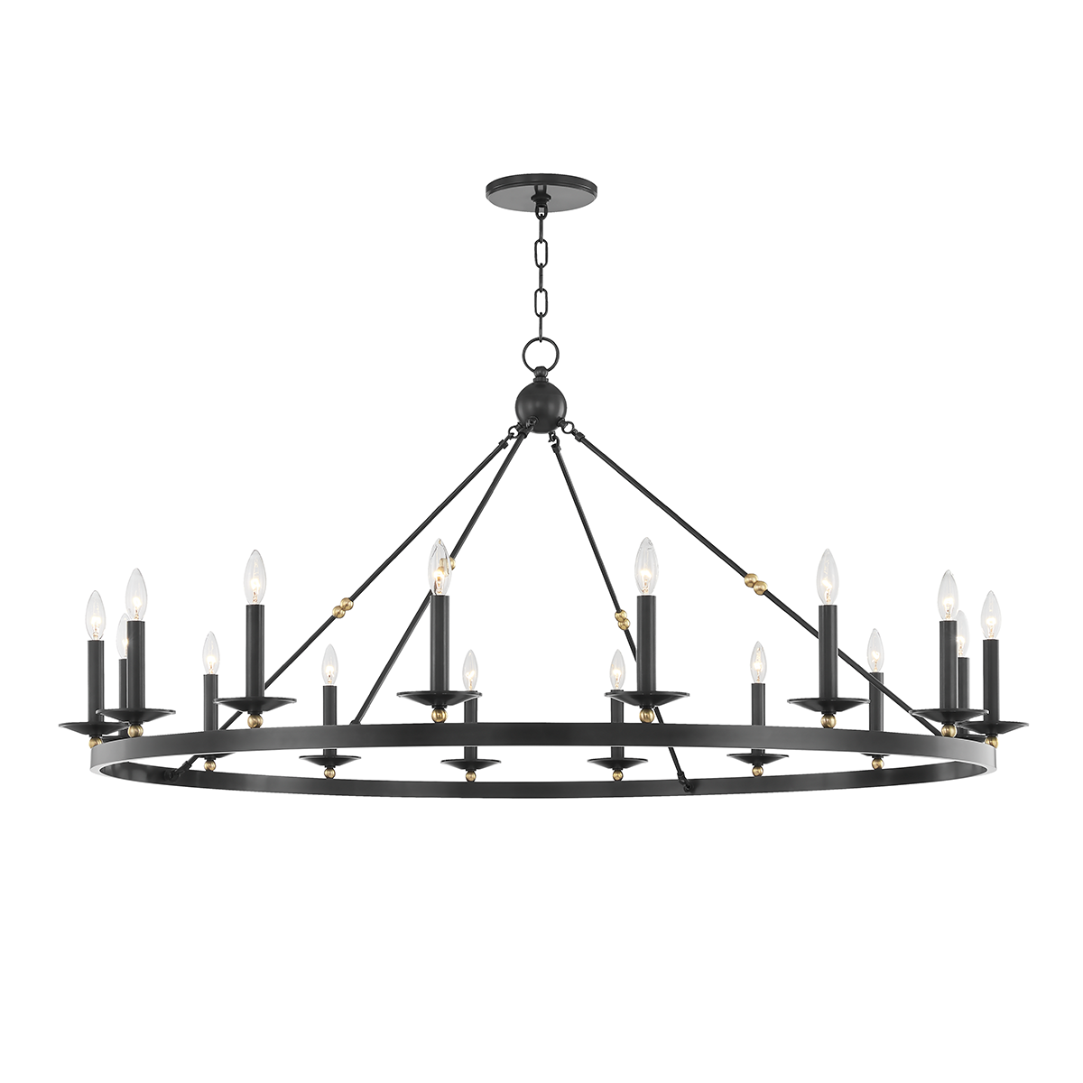 Allendale Chandelier 58" x 27.25" shown from a second angle to highlight the frame, arms, and shade detail.