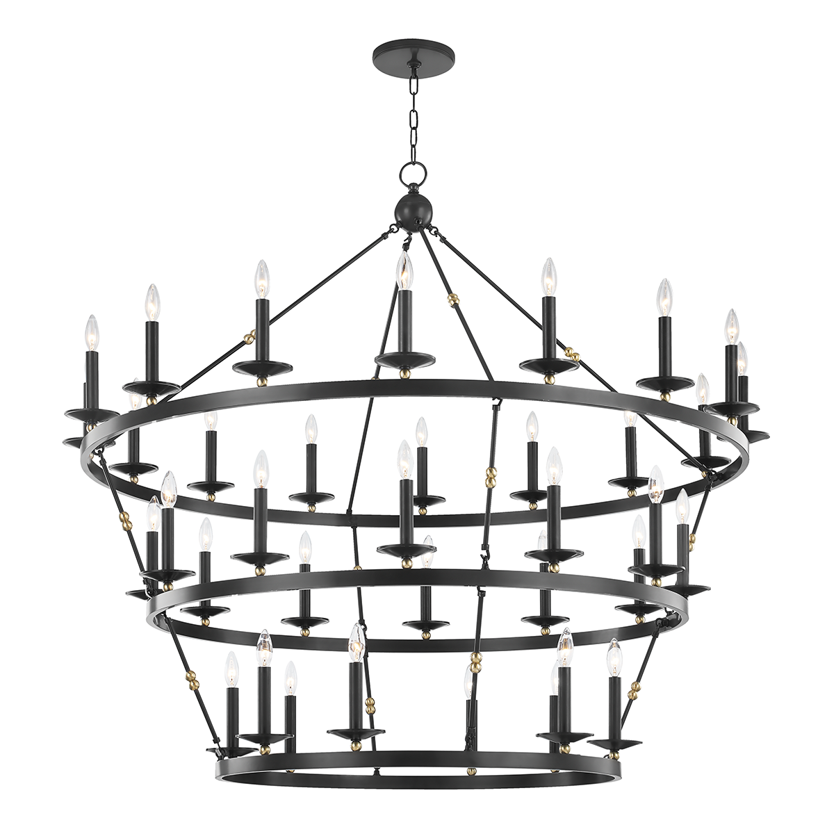 Allendale Chandelier 58" x 54.25" shown from a second angle to highlight the frame, arms, and shade detail.