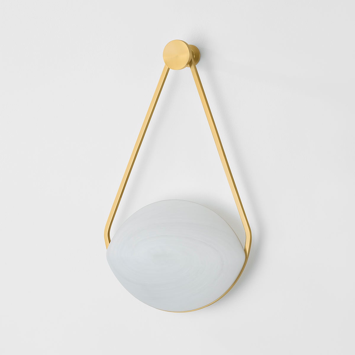 Blaina Wall Sconce in aged brass shown from a second angle to highlight the arm curve and shade silhouette.