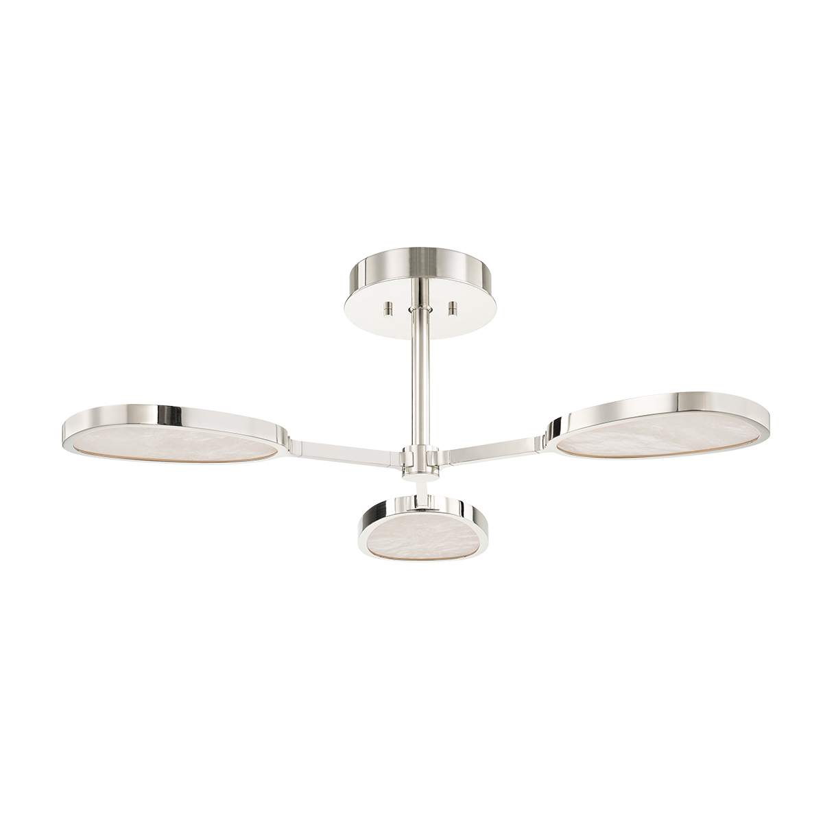 Patras Chandelier 38.5" shown from the front to reveal the shade profile and mounting canopy.