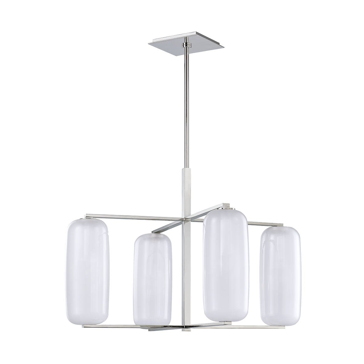 Pebble Chandelier 33.5" in polished nickel shown from a second angle to highlight the frame, arms, and shade detail.