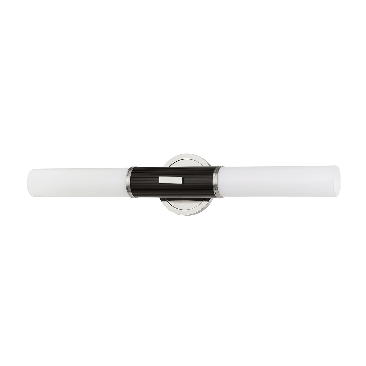 Crewe Wall Sconce 5" x 26.25" in polished nickel shown from a second angle to highlight the arm curve and shade silhouette.