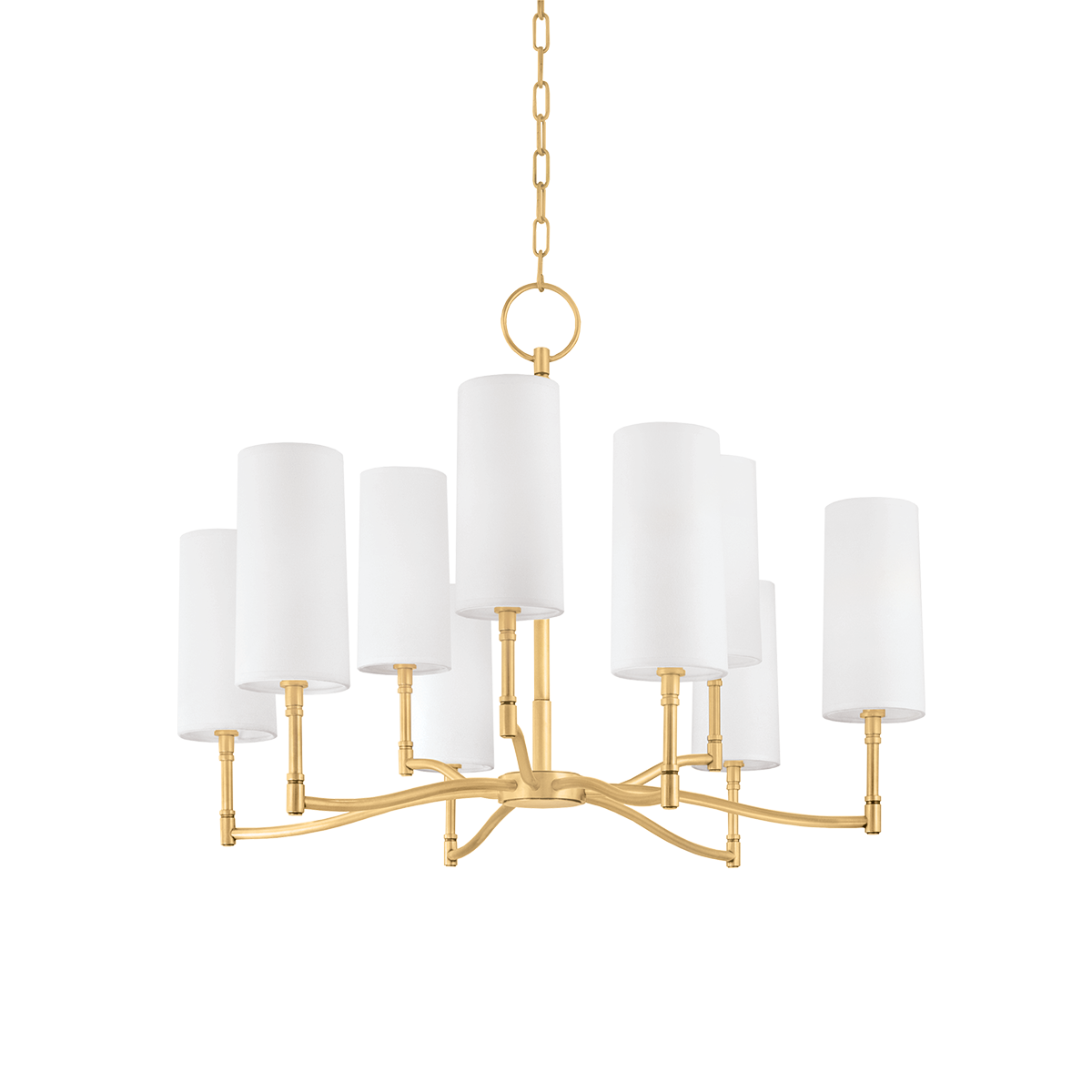 Dillon Chandelier 30" in aged brass β a Hudson Valley chandelier for dining rooms, entries, and living rooms at Laurie Yapp Home.