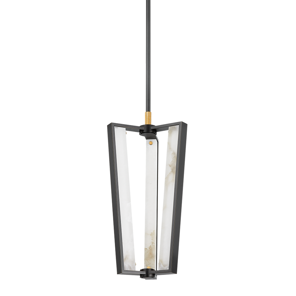 Edgemere Pendant 11" in aged brass shown from a second angle to highlight the shade shape and metal detail.