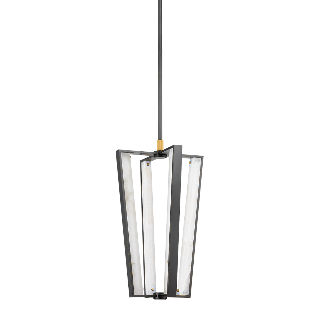 Edgemere Pendant 16" in aged brass shown from a second angle to highlight the shade shape and metal detail.