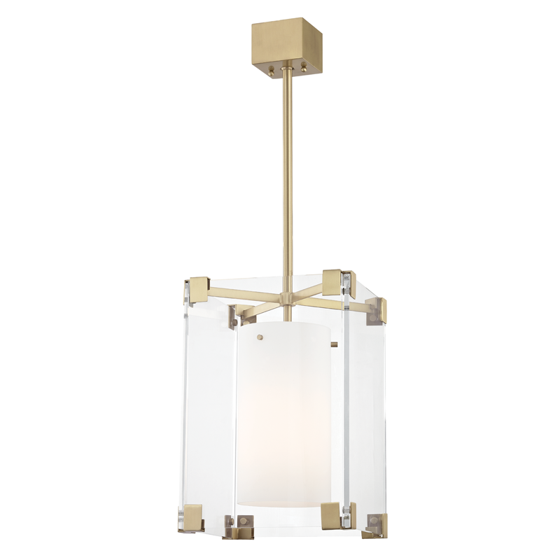 Achilles Pendant 13.25" in aged brass — a Hudson Valley pendant for kitchens, entries, and dining rooms at Laurie Yapp Home.