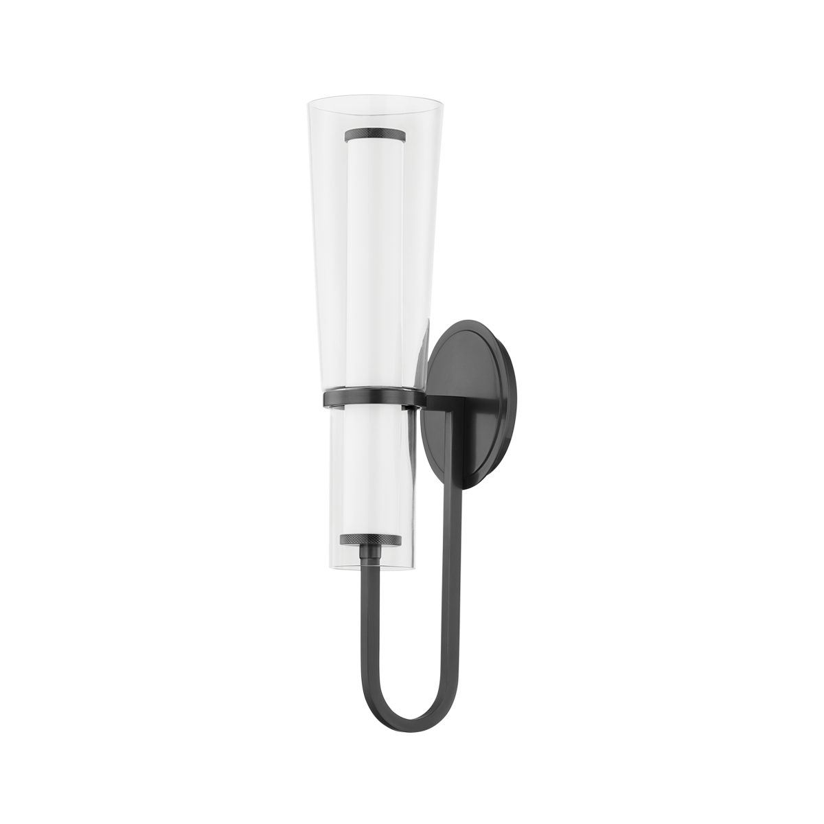 Vancouver Wall Sconce in bronze shown from a second angle to highlight the arm curve and shade silhouette.