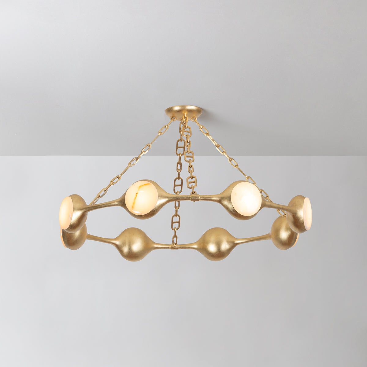 Riviere Chandelier 40" shown from a second angle to highlight the frame, arms, and shade detail.