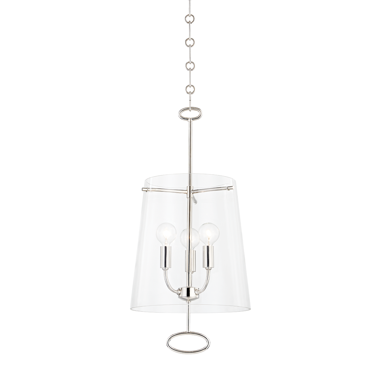 James Pendant 11" in polished nickel shown from a second angle to highlight the shade shape and metal detail.