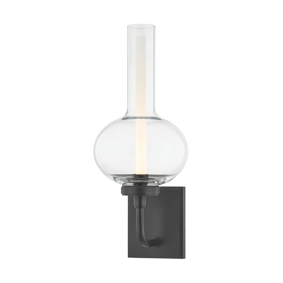 Rossman Wall Sconce in dark bronze shown from a second angle to highlight the arm curve and shade silhouette.