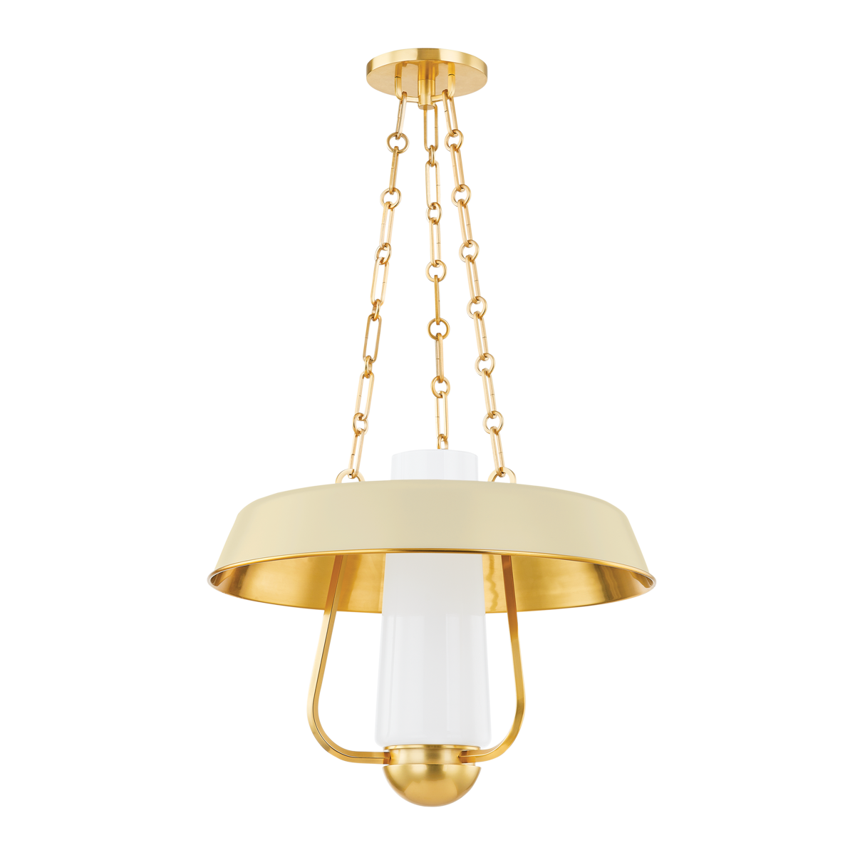 Provincetown Lantern in aged brass shown from a second angle to highlight the frame and glass panel detail.
