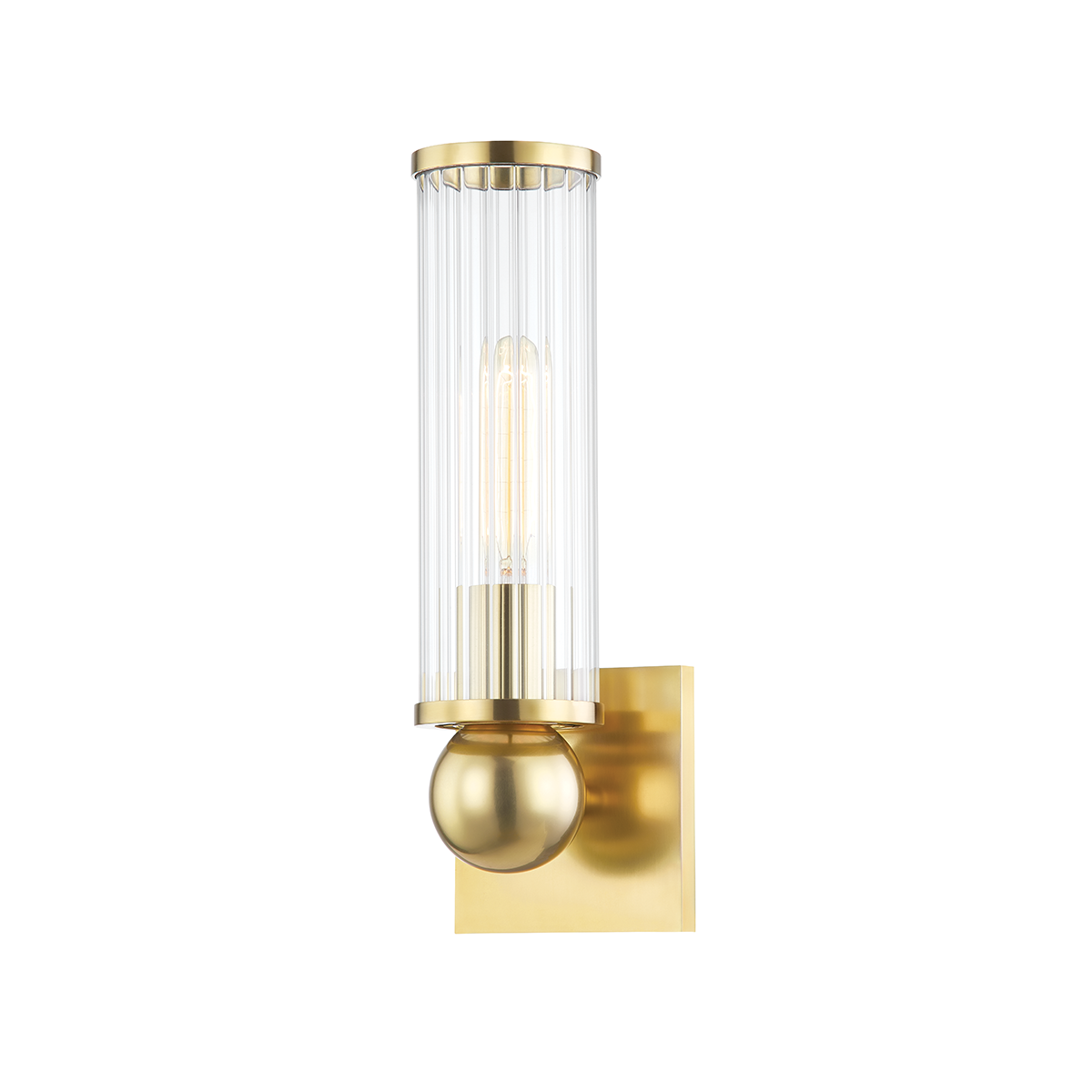 Malone Wall Sconce 4.5" x 13.5" in aged brass — a Hudson Valley wall sconce for bathrooms, hallways, and living rooms at Laurie Yapp Home.