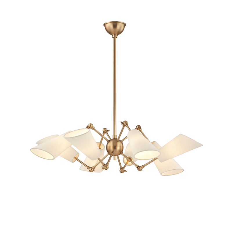 Buckingham Chandelier 34.5" in aged brass β a Hudson Valley chandelier for dining rooms, entries, and living rooms at Laurie Yapp Home.