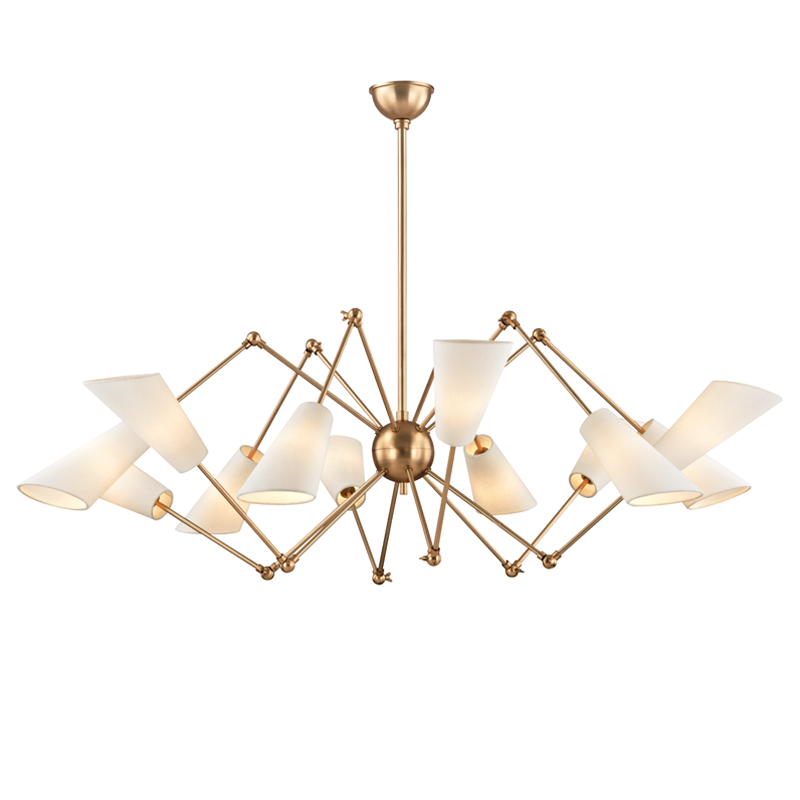 Buckingham Chandelier 54" in aged brass — a Hudson Valley chandelier for dining rooms, entries, and living rooms at Laurie Yapp Home.
