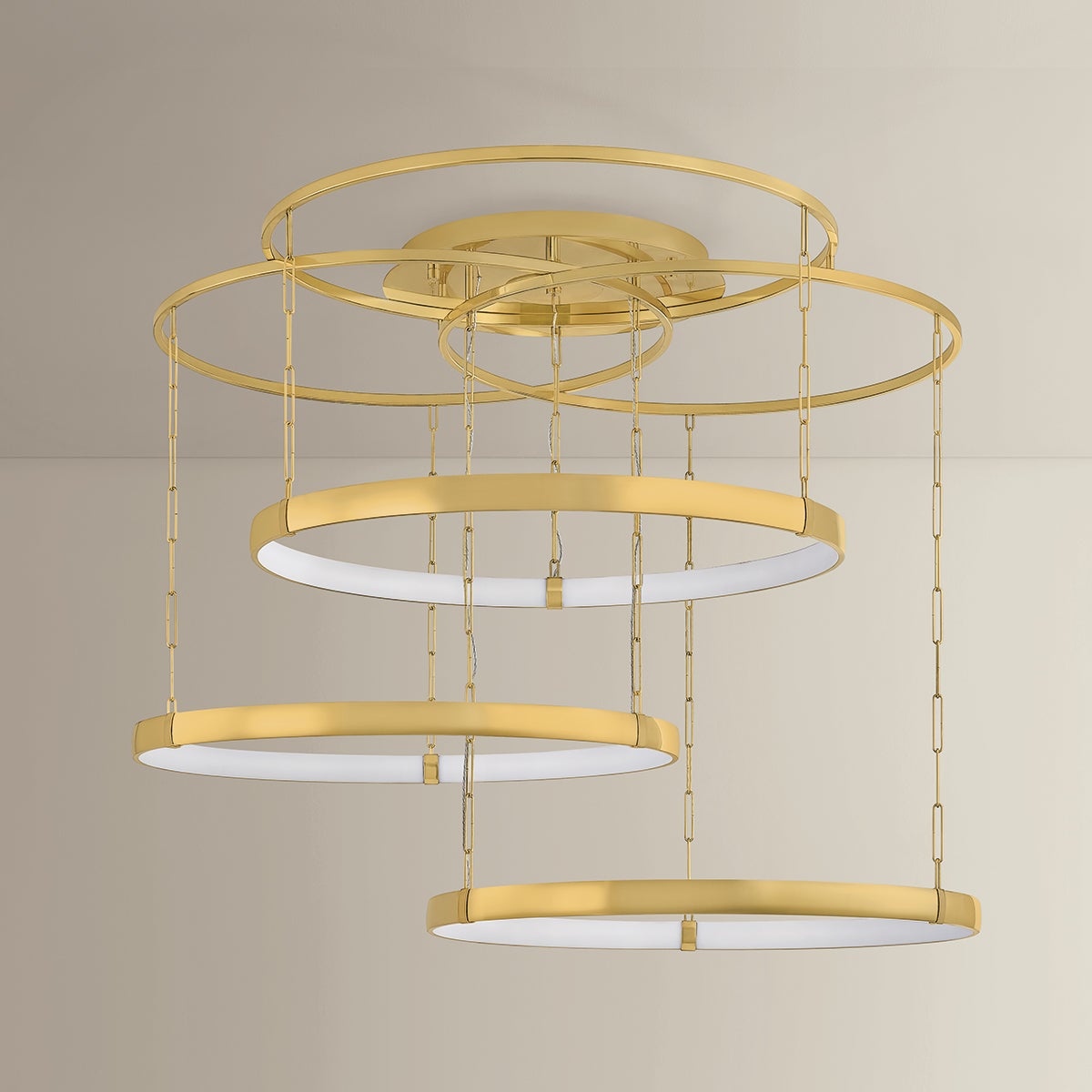 Chiasso Chandelier 55.5" shown from a second angle to highlight the frame, arms, and shade detail.
