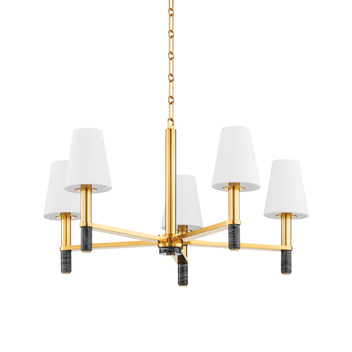 Montreal Chandelier 30" in aged brass — a Hudson Valley chandelier for dining rooms, entries, and living rooms at Laurie Yapp Home.