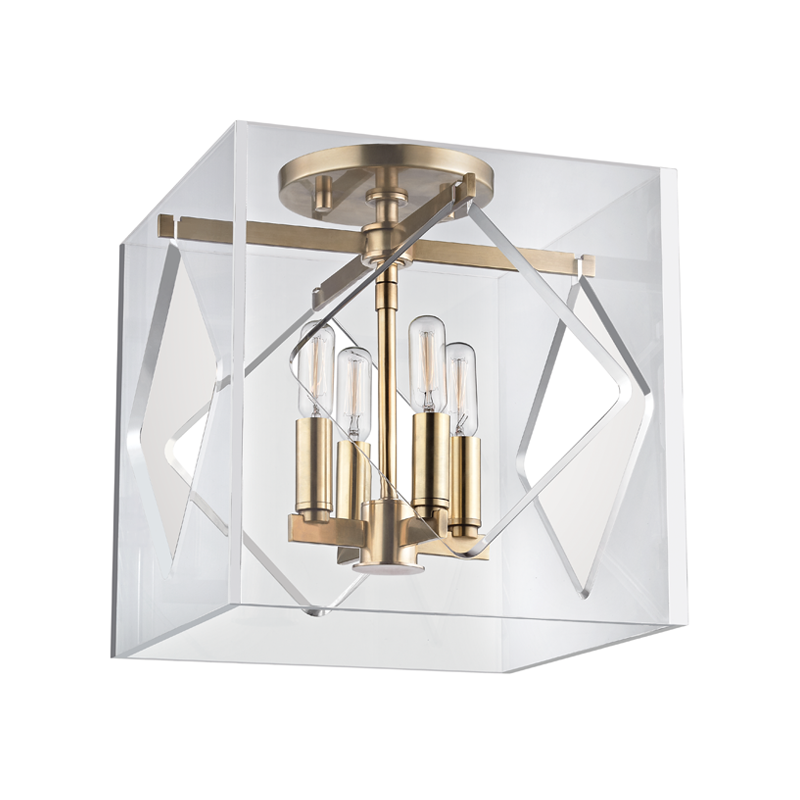 Travis Semi Flush in aged brass β a Hudson Valley semi flush for hallways, bedrooms, and entryways at Laurie Yapp Home.