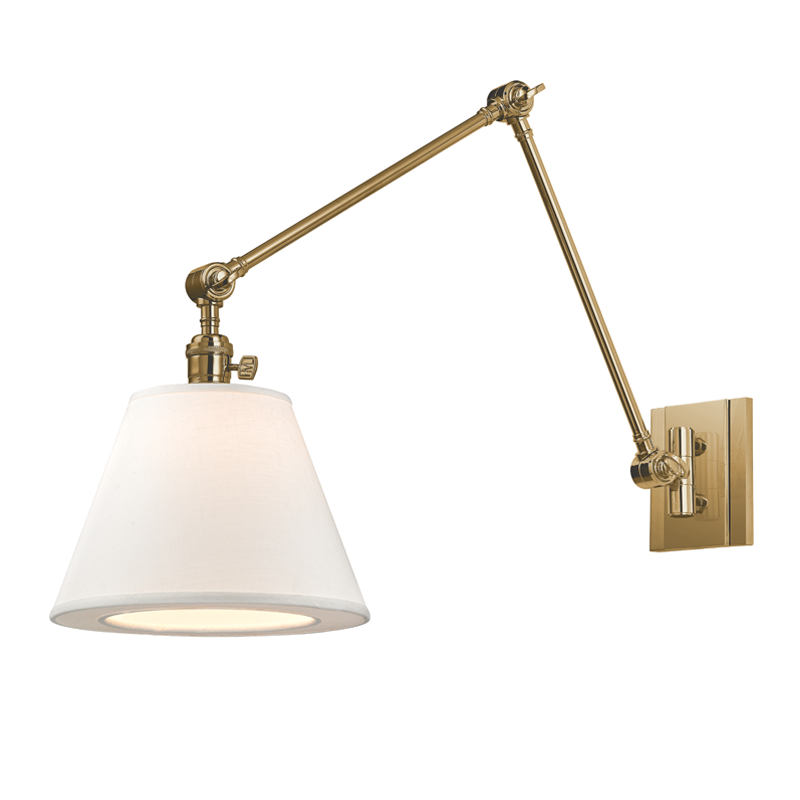 Hillsdale Wall Sconce 10" x 12.75" in aged brass β a Hudson Valley wall sconce for bathrooms, hallways, and living rooms at Laurie Yapp Home.