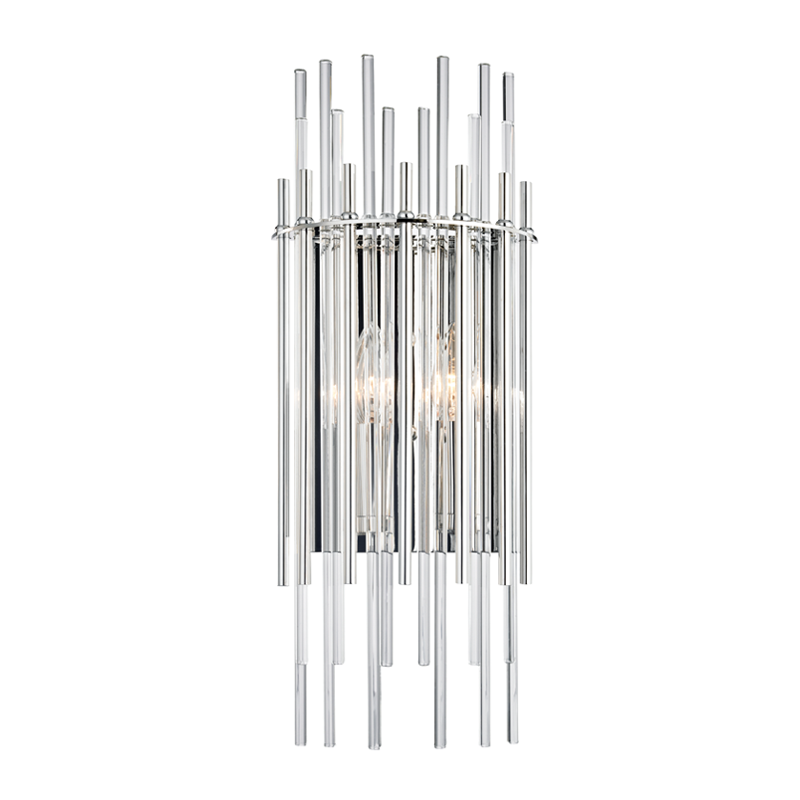 Wallis Wall Sconce in polished nickel shown from a second angle to highlight the arm curve and shade silhouette.
